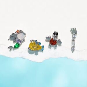 Disney’s The Little Mermaid Stud Earrings Set- Silver